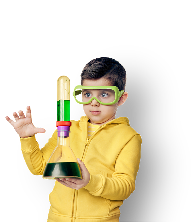 Child holding a science experiment