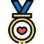Medal icon with heart in the middle