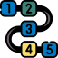 1,2,3,4,5 step path icon